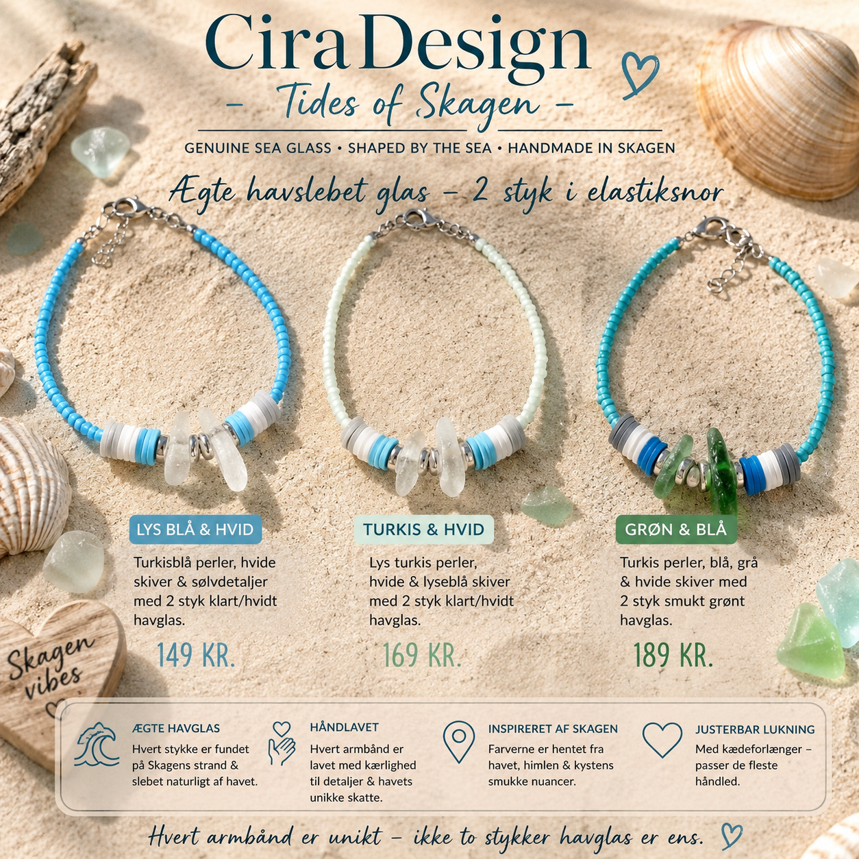 Havglas armbånd - Tides of Skagen