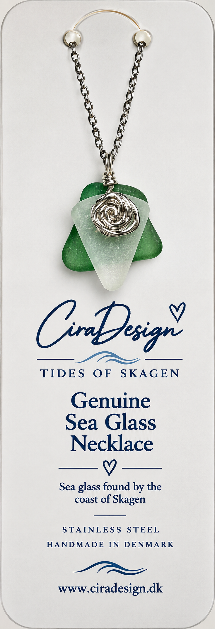Two Seas of Skagen – Genuine Sea Glass Necklace 🌊🌊