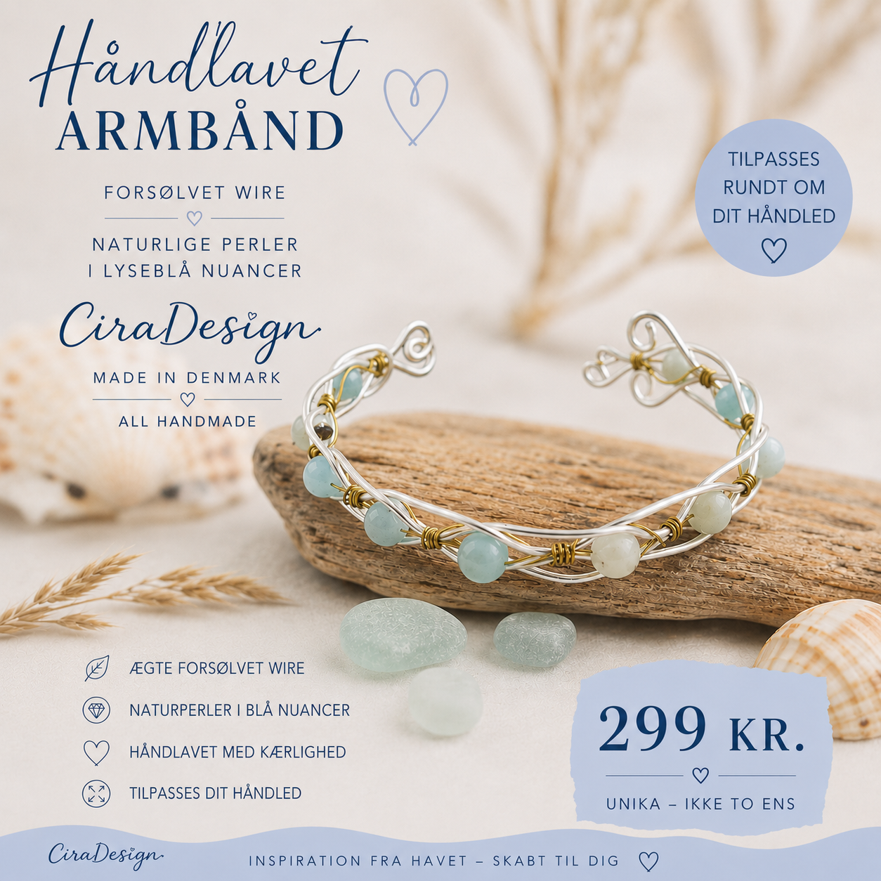 Sølv wire wrapping med ægte sølv og amazonit perler 🌟