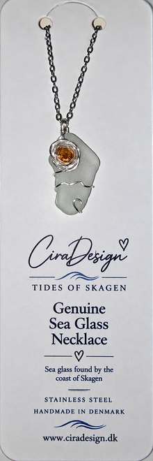 Skagens Rose &amp; Bølger med Rav – Genuine Sea Glass Necklace 🌹🌊